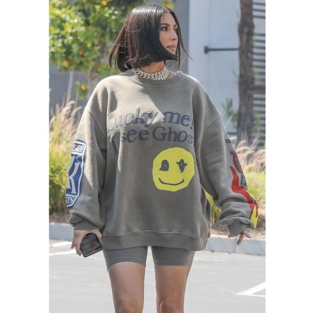 Lucky Me I See Ghosts Saintward Kanye West Gray Merch Sweatshirt Size large